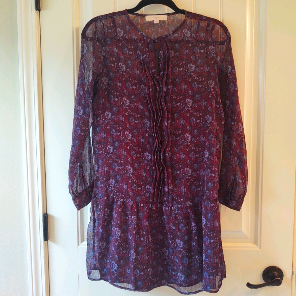 LOFT Petite Frilly Floral Dress